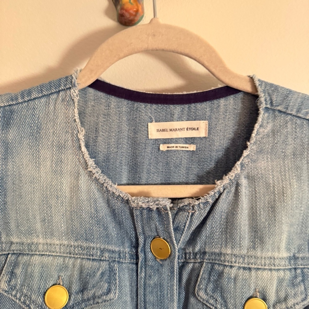 Isabel Marant Etoile Oriane Denim Mini Dress Blue Size 34 Short Sleeve Shift - Picture 8 of 9